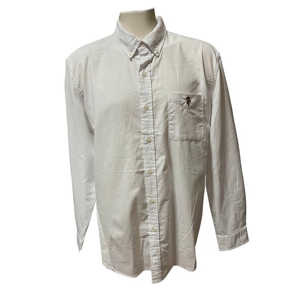 NWT US Polo Assoc Men's White Oxford Cotton L/S Button Down Casual Shirt Size XL - Picture 1 of 4
